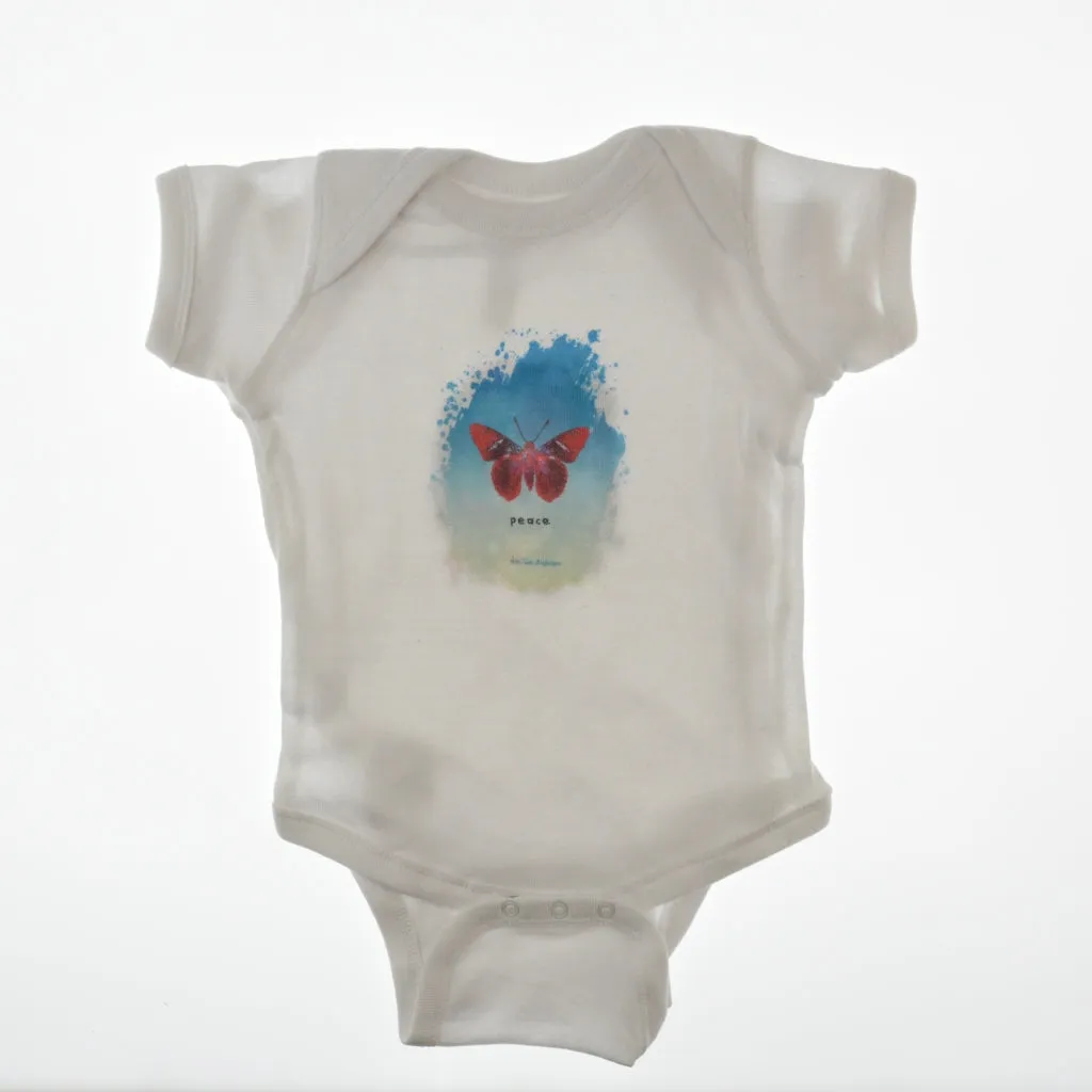 Walter Knabe Infant Onesie Butterfly Peace White