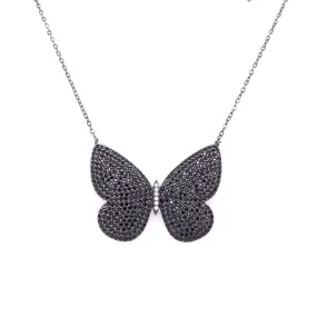 Wide Pave Butterfly Necklace