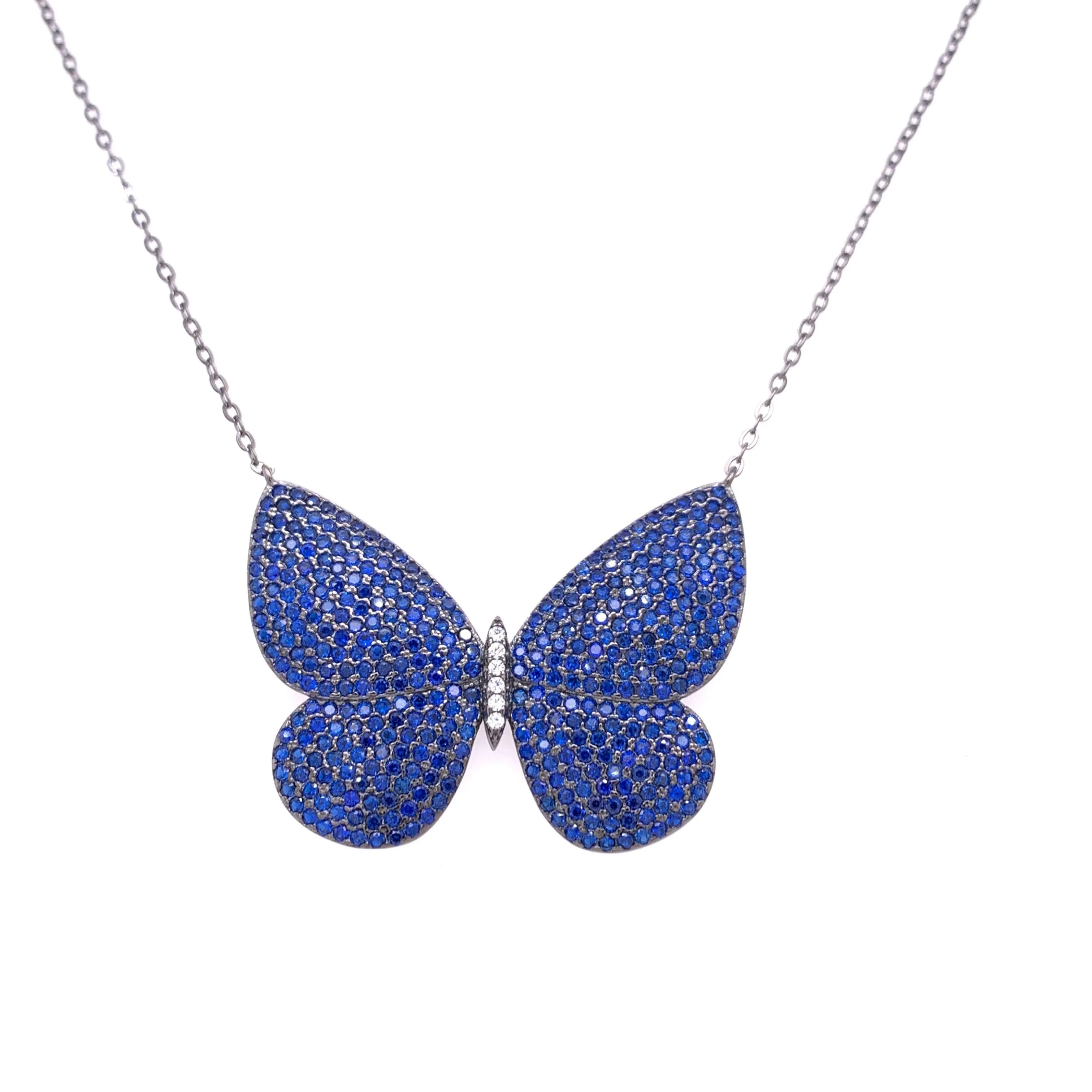 Wide Pave Butterfly Necklace