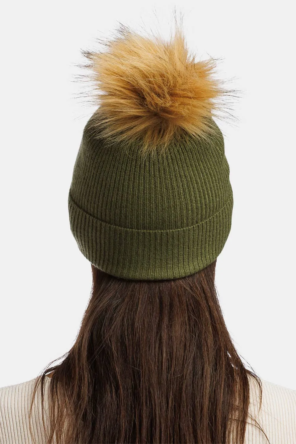 Women's 100% Pure Cashmere Pom Beanie Hat