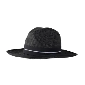 Women’s Straw Fedora Hat with Striped Black Ribbon