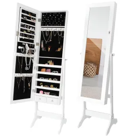 ZENY™ Jewelry Armoire Cabinet with Full Mirror Lockable Jewelry Organizer 4 Angle Adjustable